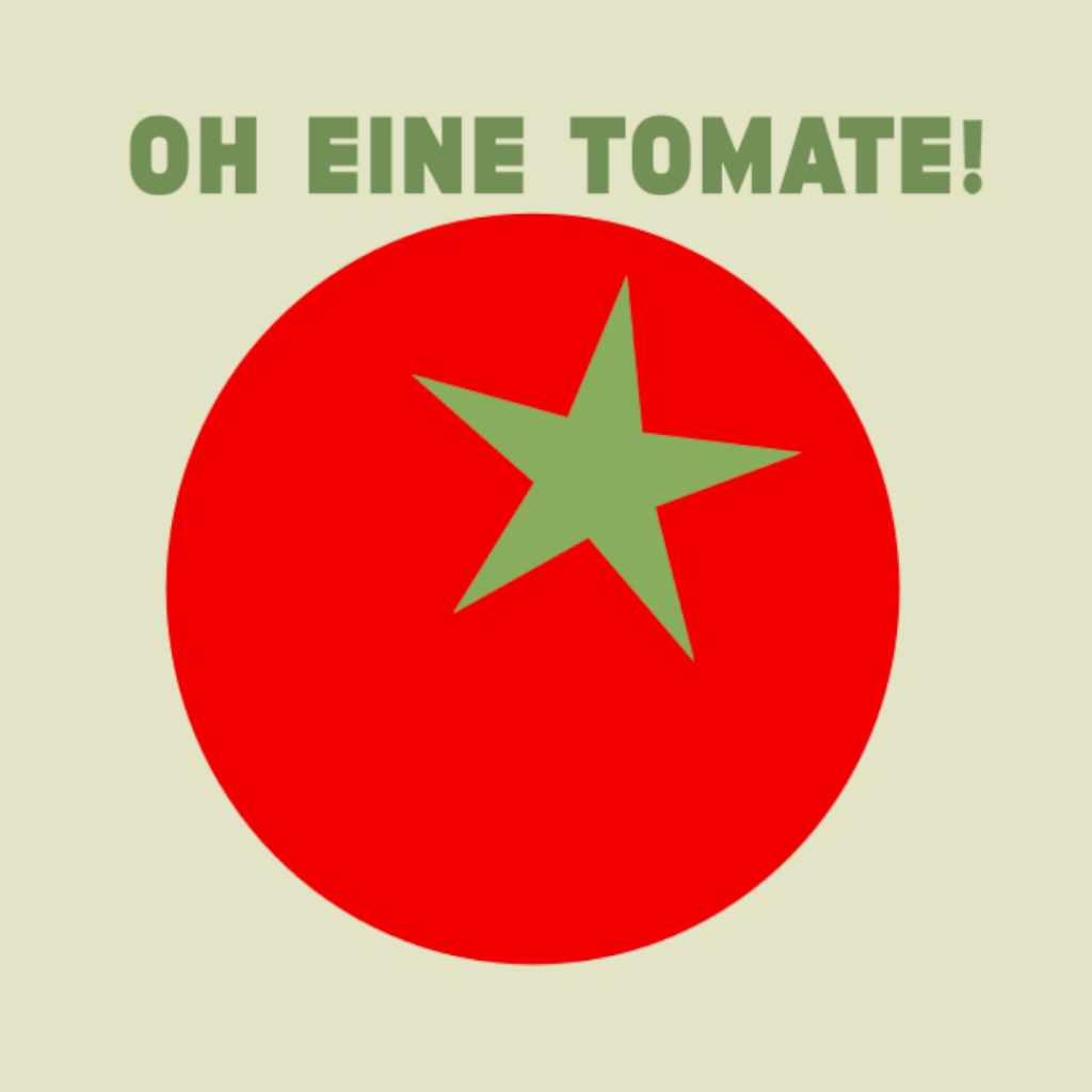 Der rote punkt und der grüne Stern ergeben eine Tomate